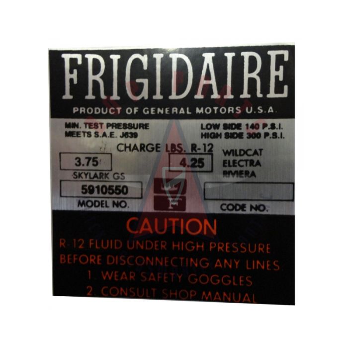 1966 Buick Frigidaire Air Conditioning (A/C) Compressor Decal 