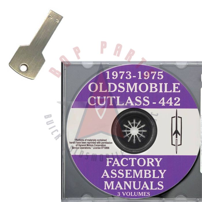 1973 1974 1975 Oldsmobile Cutlass and 442 Models Factory Assembly Manuals 3 Volumes [USB Flash Drive]