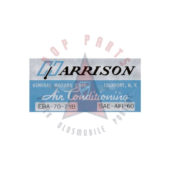 1971 Pontiac Harrison Air Conditioning (A/C) Evaporator Box Decal 
