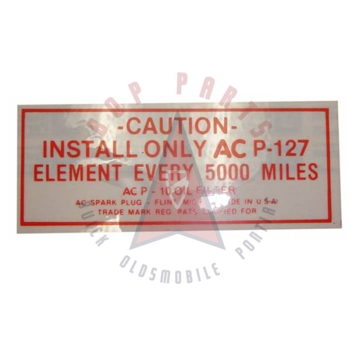 1951 1952 1953 Buick Oil Filter Decal AC P-127