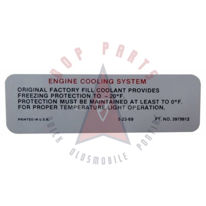 1970 1971 1972 Oldsmobile Cooling System Warning Decal 