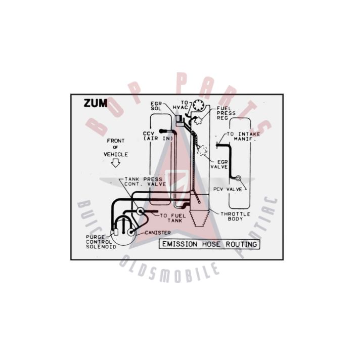 
1987 Pontiac Firebird 5.0 Liter Engine Models WITH Automatic or Manual Transmission (See Details) ZUM Emission Routing Decal 
